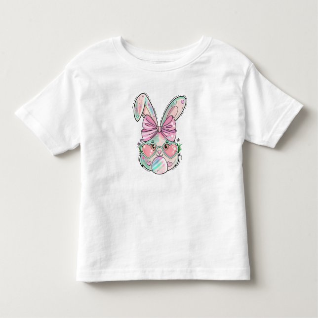 Camiseta De Bebé Bunny pastel con gafas de corazón (Anverso)