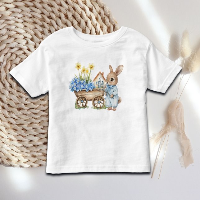 Camiseta De Bebé Bunny personalizado con flores azules (Subido por el creador)