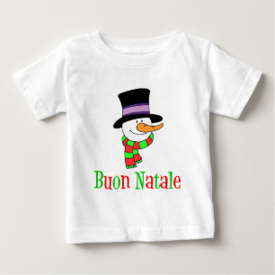 Camiseta De Bebé Buon Natale Italiano Feliz Navidad Niñas Snowman