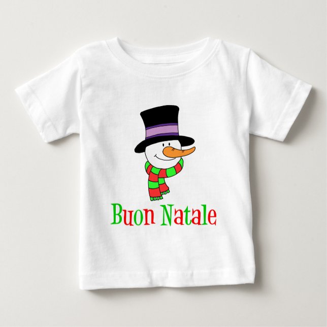 Camiseta De Bebé Buon Natale Italiano Feliz Navidad Niñas Snowman (Anverso)