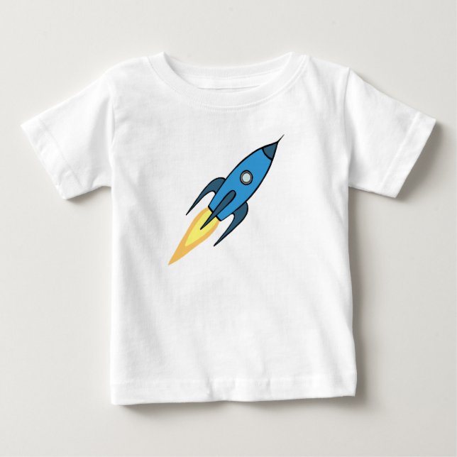 Camiseta De Bebé Buque de cohete azul - Espacio exterior Personaliz (Anverso)