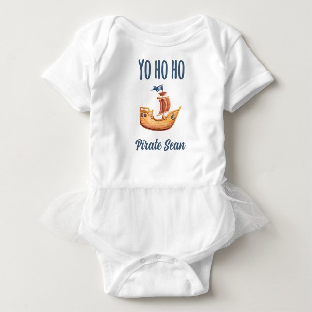 Camiseta De Bebé Buque pirata personalizado Yo Ho Ho (Anverso)