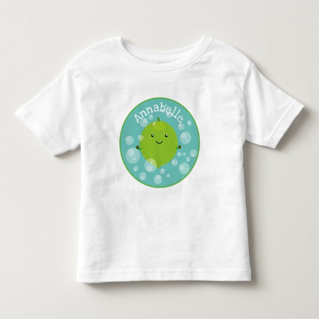 Camiseta De Bebé Burbujas de cal verde suave ilustracion personaliz (Anverso)