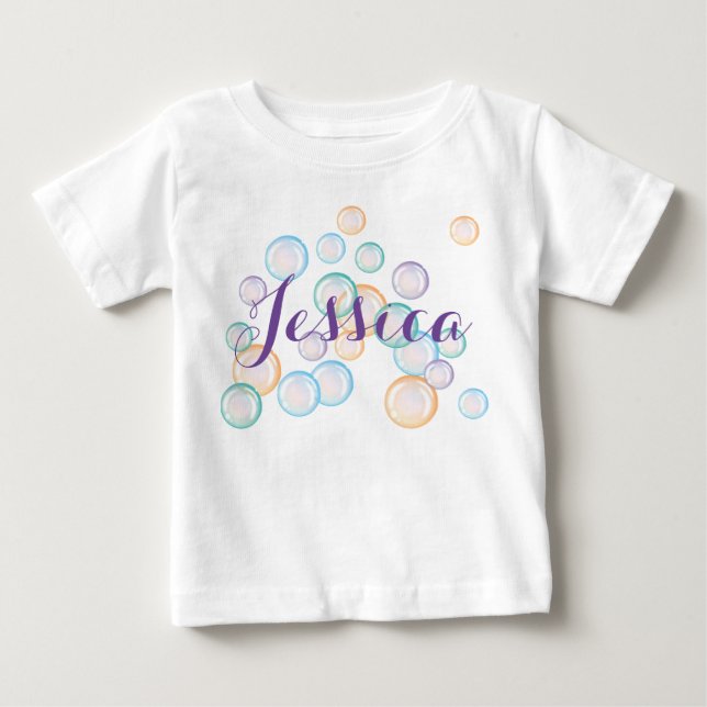 Camiseta De Bebé Burbujea la camisa, personaliza con su nombre (Anverso)