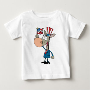 Camiseta De Bebé Burro Patriótico ondeando Una Bandera Estadouniden