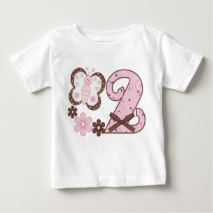 Camiseta De Bebé Butterf2cumpleaños Rosado
