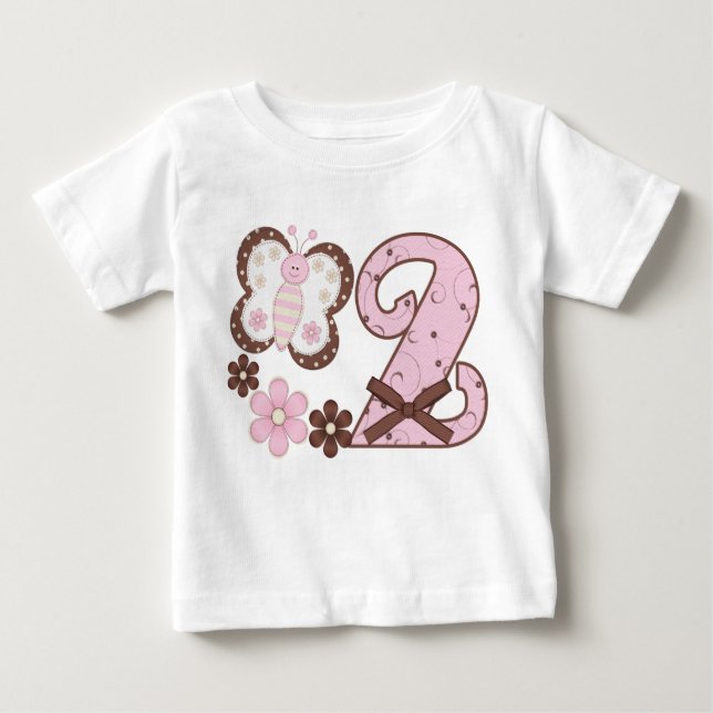 Camiseta De Bebé Butterf2cumpleaños Rosado (Anverso)