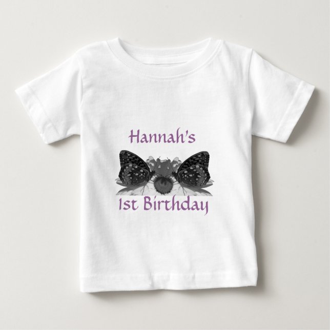 Camiseta De Bebé Butterflies & Daisies personalizables (Anverso)