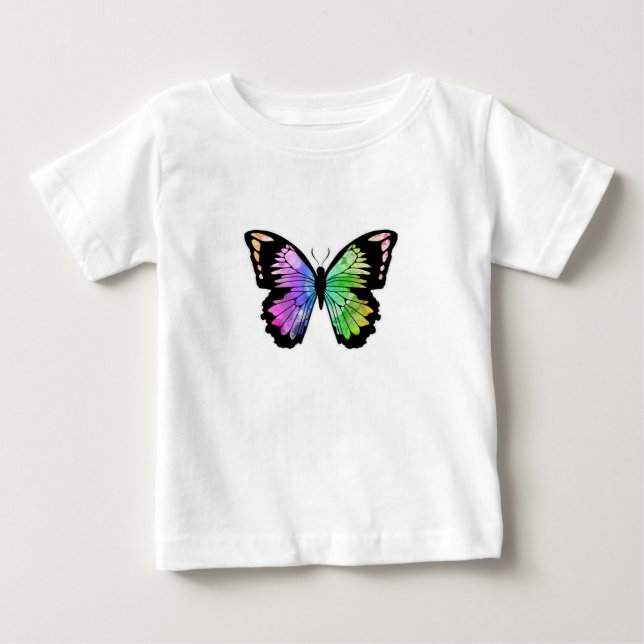 Camiseta De Bebé Butterfly in Rainbow Colours (Anverso)