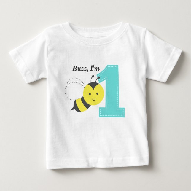 Camiseta De Bebé Buzz, yo soy uno, primer cumpleaños, cute abee (Anverso)