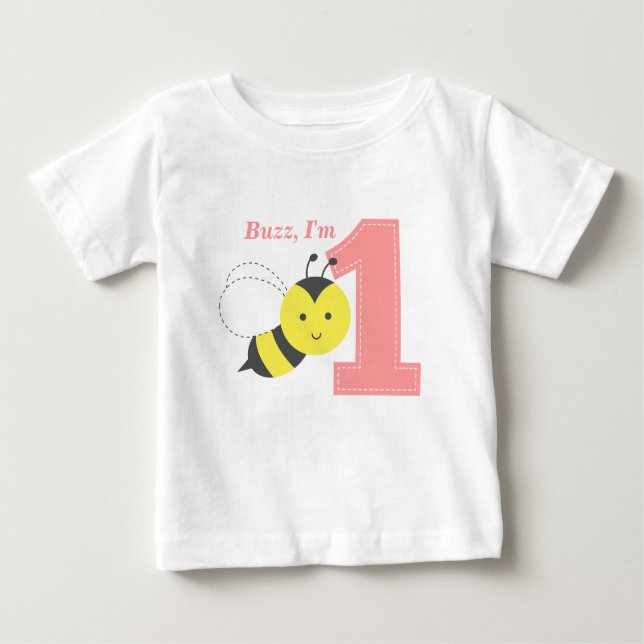 Camiseta De Bebé Buzz, yo soy uno, primer cumpleaños, cute abee (Anverso)