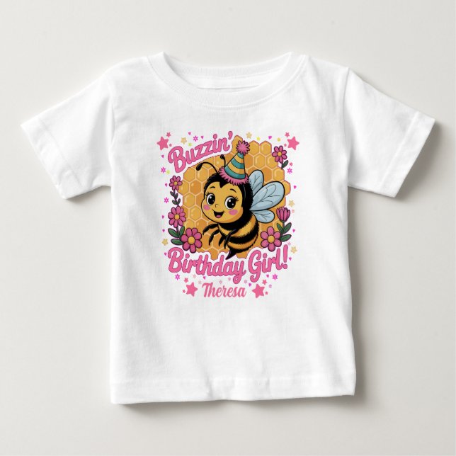 Camiseta De Bebé Buzzin 'Birthday Chica Bee Theme Cute Bee Lover (Anverso)