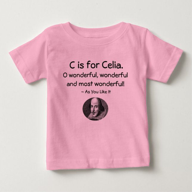Camiseta De Bebé C es para Celia ・ Un Pequeño Camisón Shakespeare (Anverso)