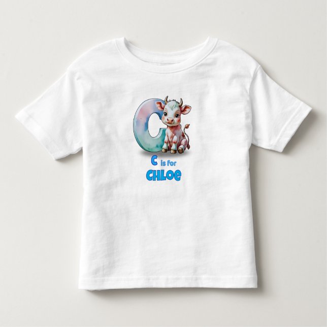 Camiseta De Bebé C is for Chloe –Personalized Kids’ T-Shirt with C (Anverso)