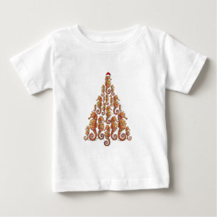 Camiseta De Bebé Caballito de mar festivo con sombrero de Santa par