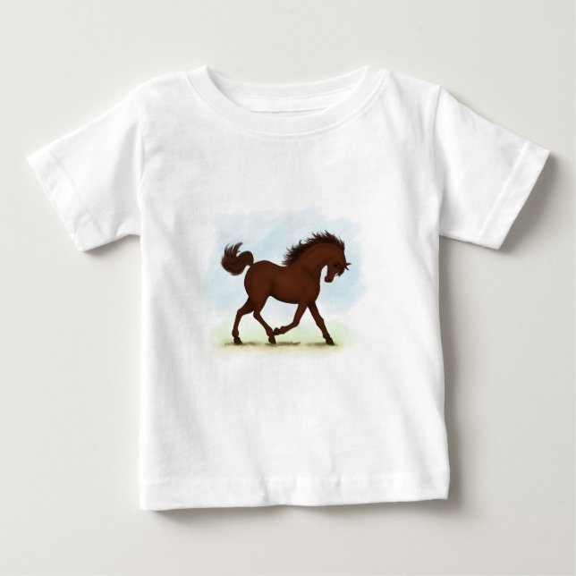 Camiseta De Bebé Caballo Castaño Ecuestre (Anverso)