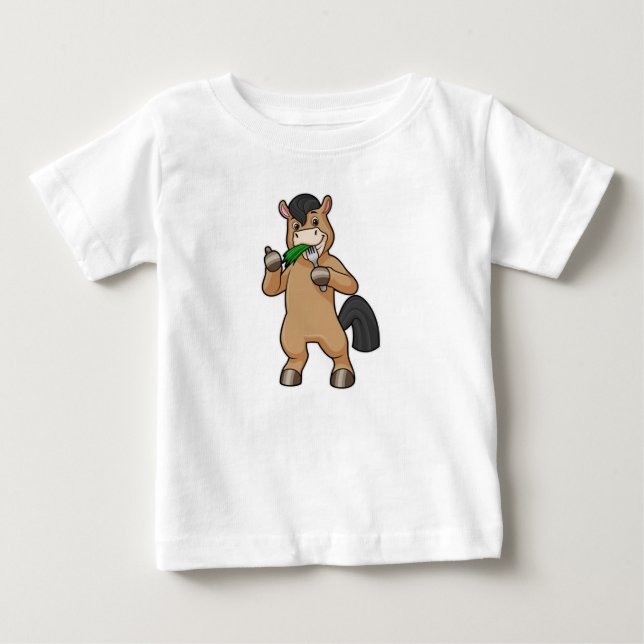 Camiseta De Bebé Caballo comiendo vegan (Anverso)