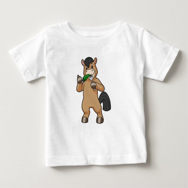 Camiseta De Bebé Caballo comiendo vegano (Anverso)