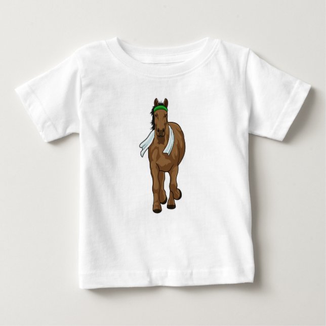 Camiseta De Bebé Caballo como corredora con toalla (Anverso)