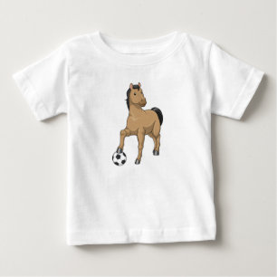 Camiseta De Bebé Caballo como jugador de fútbol con fútbol