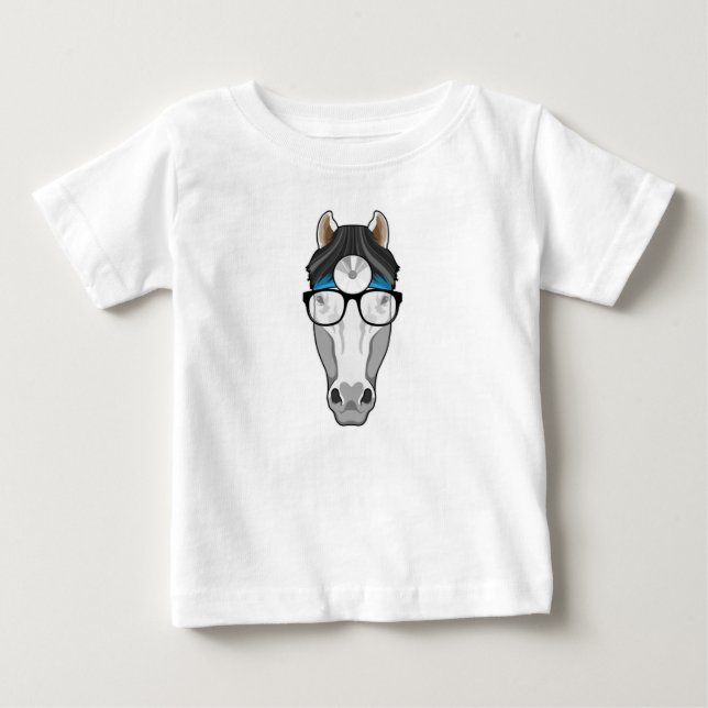 Camiseta De Bebé Caballo como Médica con anteojos (Anverso)
