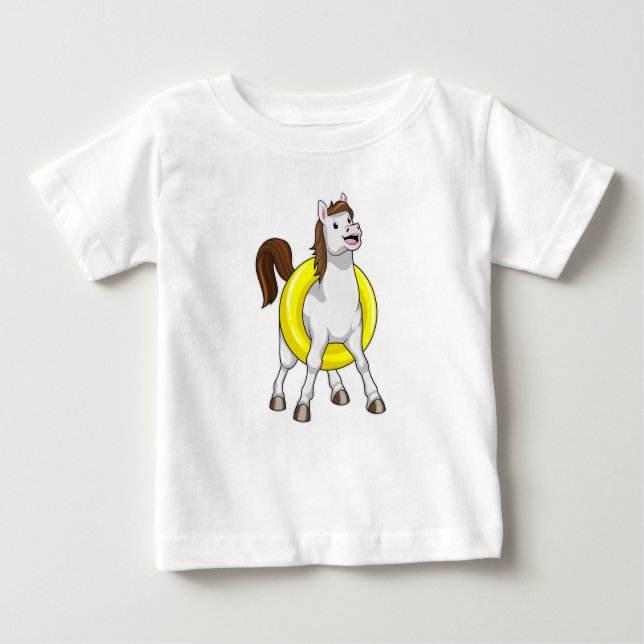 Camiseta De Bebé Caballo como nadador con salvavidas (Anverso)