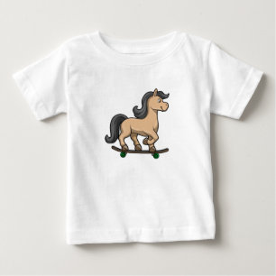 Camiseta De Bebé Caballo como patinador con monopatín