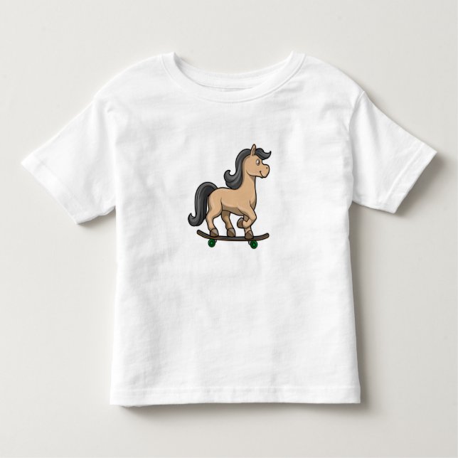 Camiseta De Bebé Caballo como patinador con monopatín (Anverso)