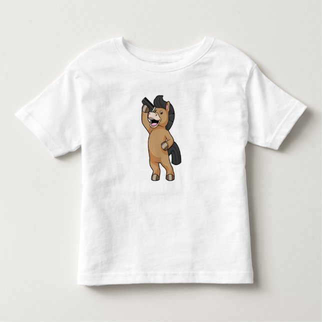 Camiseta De Bebé Caballo como peluquero con comb (Anverso)