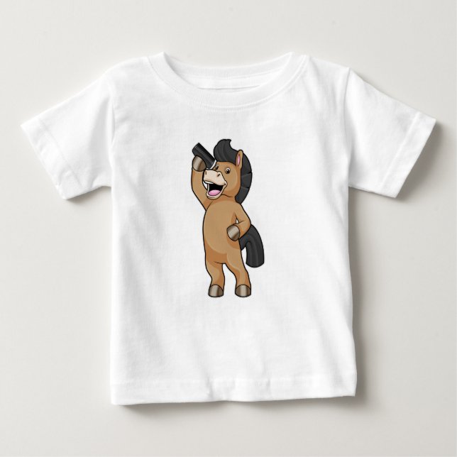 Camiseta De Bebé Caballo como peluquero con peine (Anverso)