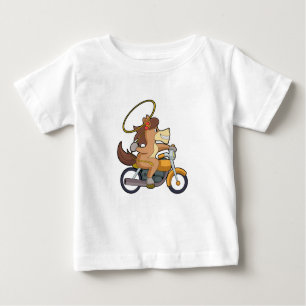 Camiseta De Bebé Caballo como Vaquero con Lasso y Motocicleta