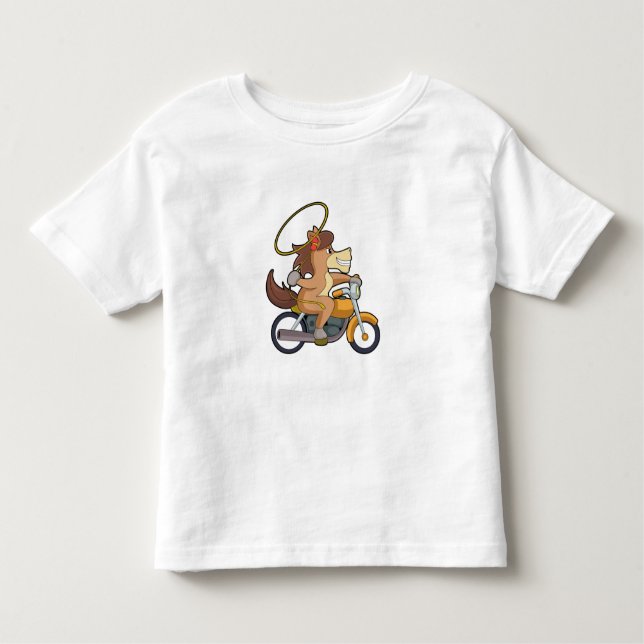 Camiseta De Bebé Caballo como Vaquero con Lasso y Motocicleta (Anverso)