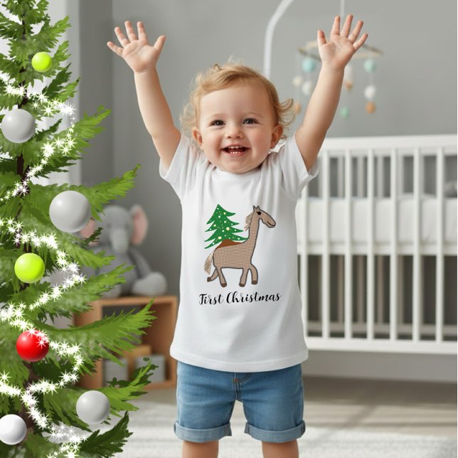 Camiseta De Bebé Caballo con árbol de Navidad (Subido por el creador)