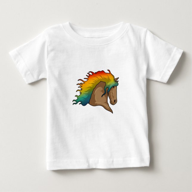 Camiseta De Bebé Caballo con Cabello Arcoíris (Anverso)
