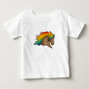 Camiseta De Bebé Caballo con Cabellos de Arcoíris