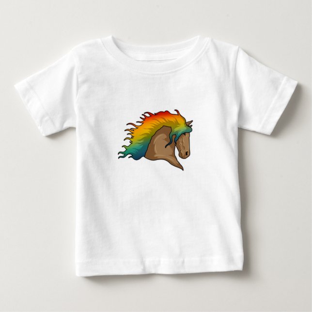 Camiseta De Bebé Caballo con crines de arcoíris (Anverso)