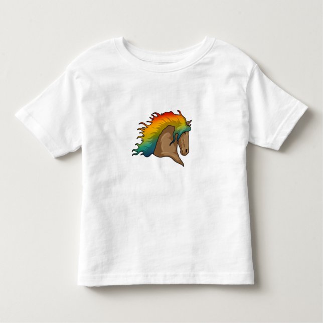 Camiseta De Bebé Caballo con el pelo arcoiris (Anverso)