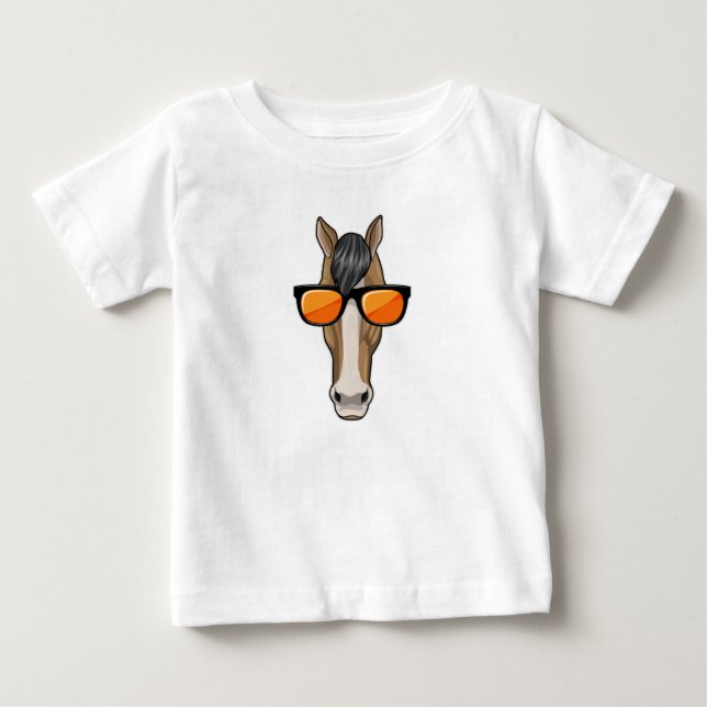 Camiseta De Bebé Caballo con gafas de sol (Anverso)