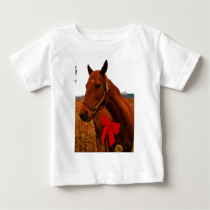 Camiseta De Bebé Caballo con lazo rojo