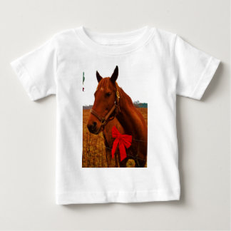 Camiseta De Bebé Caballo con lazo rojo