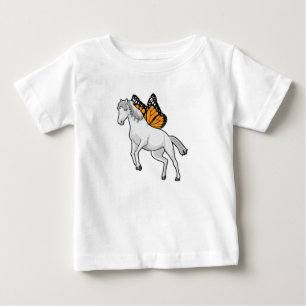 Camiseta De Bebé Caballo con mariposa