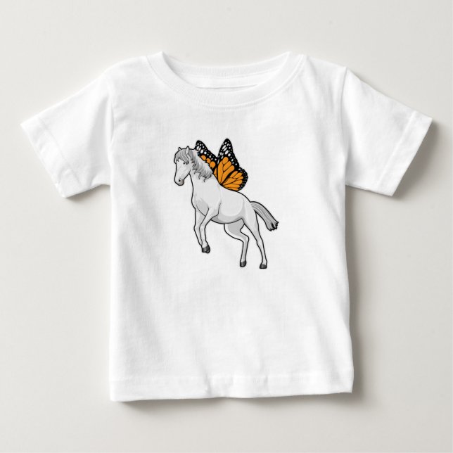 Camiseta De Bebé Caballo con mariposa (Anverso)