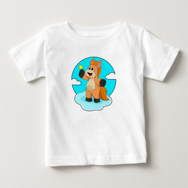 Camiseta De Bebé Caballo con nubes (Anverso)
