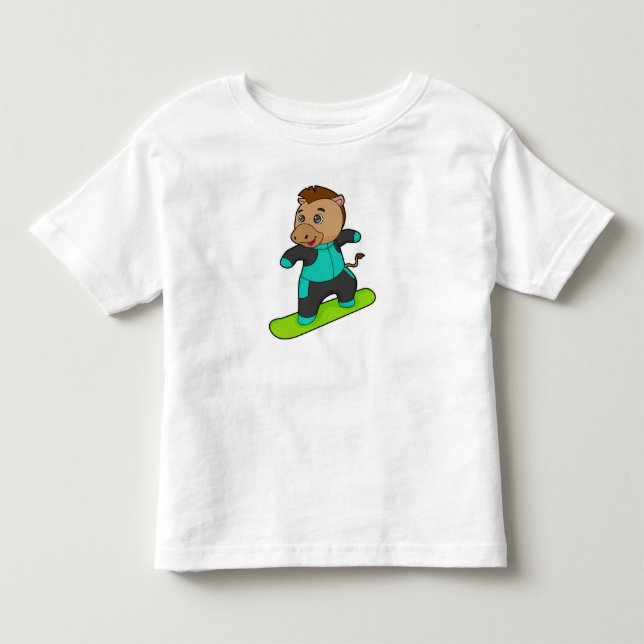 Camiseta De Bebé Caballo con Snowboard (Anverso)