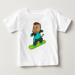 Camiseta De Bebé Caballo con Snowboard