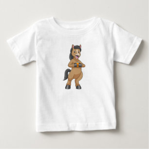 Camiseta De Bebé Caballo con taza de jugo de naranja