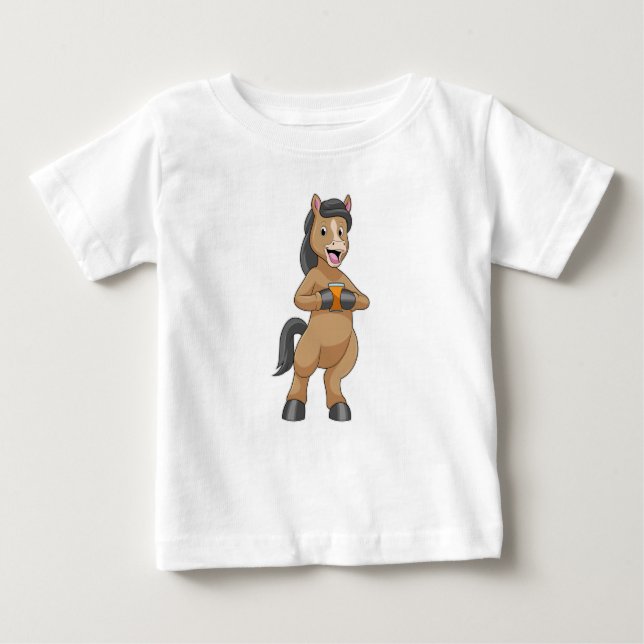 Camiseta De Bebé Caballo con taza de jugo de naranja (Anverso)
