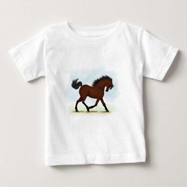 Camiseta De Bebé Caballo de Bahía con brillo (Anverso)
