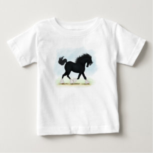 Camiseta De Bebé Caballo de camisas negras con fuego y medias