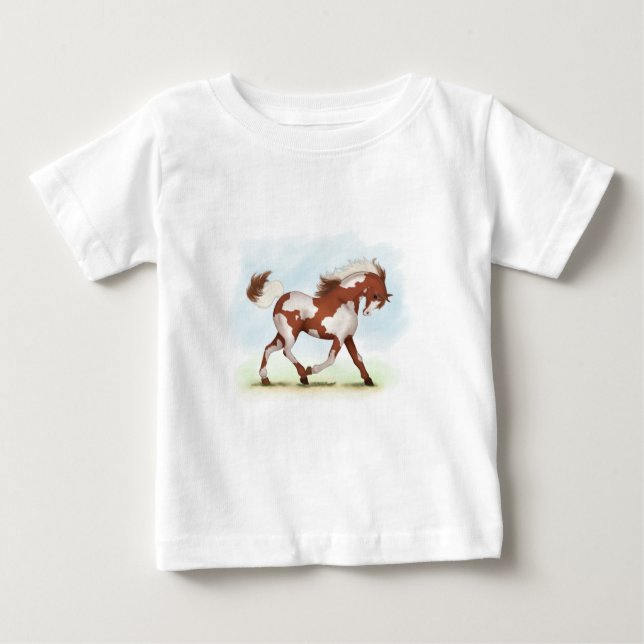 Camiseta De Bebé Caballo de castaño sobre el bosque (Anverso)